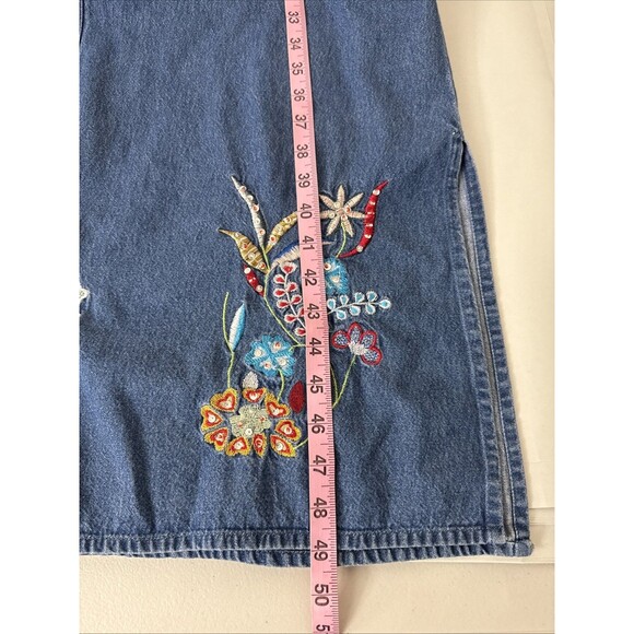 Agapo Jean Jumper Dress with Floral Embroidery Women's Size Medium - Picture 12 of 12